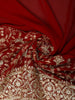 Deep Maroon Floral Vine Zari Embroidered Design Georgette Saree with Matching Grand Dupatta