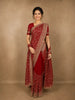 Deep Maroon Floral Vine Zari and Mirror Embroidered Design Georgette Fancy Saree with Designer Scarf