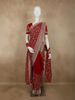 Deep Maroon Floral Vine Zari and Mirror Embroidered Design Georgette Fancy Saree with Designer Scarf