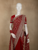 Deep Maroon Floral Vine Zari and Mirror Embroidered Design Georgette Fancy Saree with Designer Scarf
