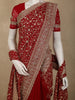 Deep Maroon Floral Vine Zari and Mirror Embroidered Design Georgette Fancy Saree with Designer Scarf