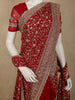 Deep Maroon Floral Vine Zari and Mirror Embroidered Design Georgette Fancy Saree with Designer Scarf