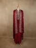 Deep Maroon Floral Zari Embroidered Design Georgette Indo Western Skirt Top  with Over Coat