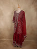 Deep Maroon Floral Zari Embroidered Design Georgette Palazzo Suit with Dupatta