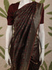 Deep Maroon Floral Zari Woven Design Banarasi Silk Fancy Saree with Designer Border