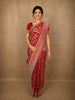 Deep Maroon Floral Zari Woven Design Pure Banarasi Silk Designer Saree with Zardozi Work Border