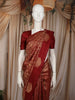 Deep Maroon Floral Zari Woven Design Pure Kanchipuram Silk Saree with Butta Zari Border