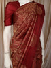 Deep Maroon Floral Zari Woven Design Pure Kanchipuram Silk Saree with Butta Zari Border