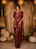 Deep Maroon Floral Zari Woven Design Pure Kanchipuram Silk Saree with Butta Zari Border