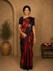 Deep Maroon Floral Zari Woven Design Soft Silk Fancy Saree with Contrast Border