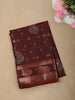 Deep Maroon Floral and Paisley Motif Woven Design Crepe Saree with Zari Border