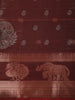 Deep Maroon Floral and Paisley Motif Woven Design Crepe Saree with Zari Border