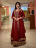 Deep Maroon Floral sequins and Zardozi Embroidered Design Georgette Mastani  Gown with Dupatta
