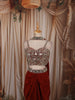Deep Maroon Geometric Mirror Embroidered Design Satin Indo-Western Palazzo Suit with Matching Choker Dupatta