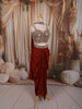 Deep Maroon Geometric Mirror Embroidered Design Satin Indo-Western Palazzo Suit with Matching Choker Dupatta