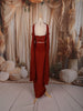 Deep Maroon Geometric Mirror Embroidered Design Satin Indo-Western Palazzo Suit with Matching Choker Dupatta
