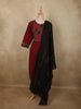 Deep Maroon Geometric Printed Design Cotton Straight Cut Salwar with Contrast Dupatta