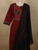 Deep Maroon Geometric Printed Design Cotton Straight Cut Salwar with Contrast Dupatta