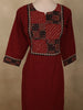 Deep Maroon Geometric Printed Design Cotton Straight Cut Salwar with Contrast Dupatta