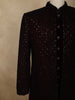 Deep Maroon Geometric Sequins Embroidered Design Velvet Men's Sherwani Suit