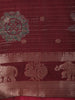 Deep Maroon Geometric Zari Woven Design Crepe Saree with Motif Border