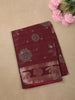 Deep Maroon Geometric Zari Woven Design Crepe Saree with Motif Border