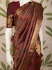 Deep Maroon Geometric Zari Woven Design Pure Kanchipuram Silk Saree with Zari Border