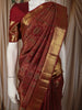 Deep Maroon Geometric Zari Woven Design Pure Kanchipuram Silk Saree with Zari Border