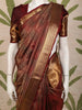 Deep Maroon Geometric Zari Woven Design Pure Kanchipuram Silk Saree with Zari Border