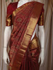 Deep Maroon Geometric Zari Woven Design Pure Kanchipuram Silk Saree with Zari Border