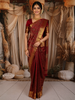 Deep Maroon Geometric Zari Woven Design Pure Kanchipuram Silk Saree with Zari Border