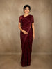 Deep Maroon Heavy Sequins Embroidered Design Georgette Designer Saree