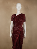 Deep Maroon Heavy Sequins Embroidered Design Georgette Designer Saree