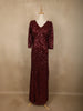 Deep Maroon Heavy Sequins Embroidered Design Shimmer Party Wear Gown