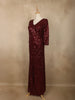 Deep Maroon Heavy Sequins Embroidered Design Shimmer Party Wear Gown