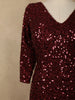Deep Maroon Heavy Sequins Embroidered Design Shimmer Party Wear Gown