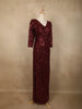 Deep Maroon Heavy Sequins Embroidered Design Shimmer Party Wear Gown