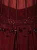 Deep Maroon Heavy Sequins and Beads Embroidered Design Crepe Silk Skirt Top with Cape