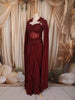 Deep Maroon Heavy Sequins and Beads Embroidered Design Crepe Silk Skirt Top with Cape