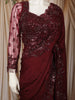 Deep Maroon Heavy Sequins and Beads Embroidered Design Net Party Wear Saree with Matching Blouse
