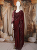 Deep Maroon Heavy Sequins and Beads Embroidered Design Net Party Wear Saree with Matching Blouse