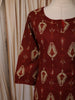 Deep Maroon Ikat Printed Design Cotton Straight Cut Salwar Suit with Matching Dupatta