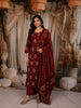 Deep Maroon Ikat Printed Design Cotton Straight Cut Salwar Suit with Matching Dupatta