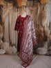 Deep Maroon Ikat Printed Design Pure Cotton Straight Cut Salwar Suit with Contrast Dupatta