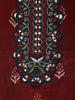 Deep Maroon Ikat Printed and Mirror Embroidered Design Crepe Silk Straight Cut Salwar Suit with Contrast Printed Dupatta