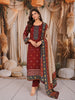 Deep Maroon Ikat Printed and Mirror Embroidered Design Crepe Silk Straight Cut Salwar Suit with Contrast Printed Dupatta