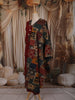 Deep Maroon Kalamkari Printed Design Cotton Straight Cut Salwar Suit with Contrast Dupatta