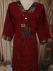 Deep Maroon Kalamkari Printed Design Cotton Straight Cut Salwar Suit with Contrast Dupatta