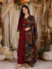Deep Maroon Kalamkari Printed Design Cotton Straight Cut Salwar Suit with Contrast Dupatta