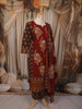 Deep Maroon Kalamkari Printed Design Cotton Straight Cut Salwar Suit with Dupatta